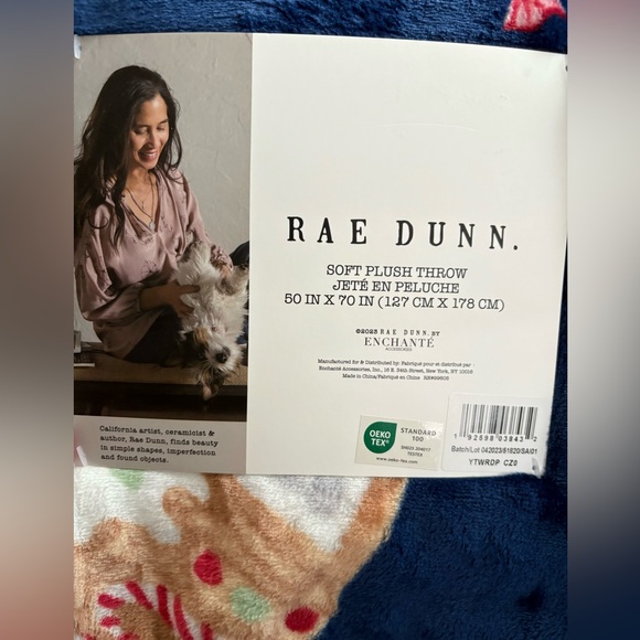 RAE DUNN HOLIDAY GINGERBREAD THROW HOME SWEET HOME CANDY CANE BLANKET Christmas - Picture 4 of 7